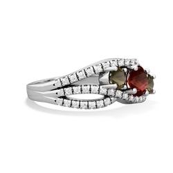 Garnet Three Stone Aurora 14K White Gold ring R3080