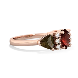 Garnet Antique Style Three Stone 14K Rose Gold ring R2186