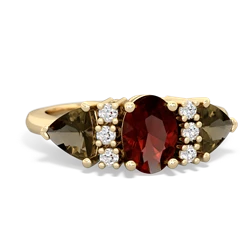 Garnet Antique Style Three Stone 14K Yellow Gold ring R2186