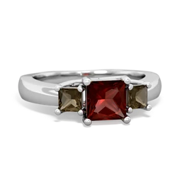 Garnet Three Stone Trellis 14K White Gold ring R4015