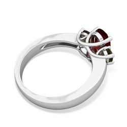 Garnet Three Stone Oval Trellis 14K White Gold ring R4024