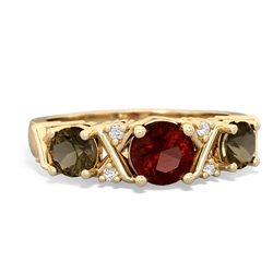 Garnet Hugs And Kisses 14K Yellow Gold ring R5016