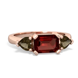 Garnet Three Stone 14K Rose Gold ring R5235