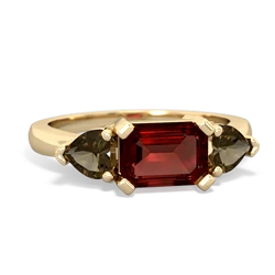 Garnet Three Stone 14K Yellow Gold ring R5235