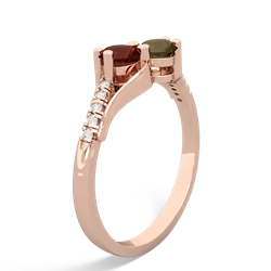 Garnet Infinity Pave Two Stone 14K Rose Gold ring R5285