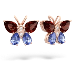 Garnet Butterfly 14K Rose Gold earrings E2215