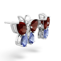 Garnet Butterfly 14K White Gold earrings E2215