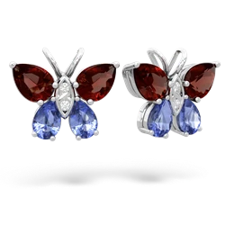 Garnet Butterfly 14K White Gold earrings E2215