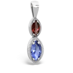 Garnet Antique-Style Halo 14K White Gold pendant P5700