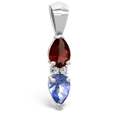 Garnet Bowtie Drop 14K White Gold pendant P0865