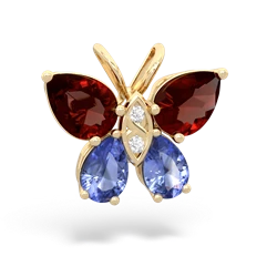 Garnet Butterfly 14K Yellow Gold pendant P2215