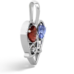 Garnet Celtic Trinity Heart 14K White Gold pendant P5331