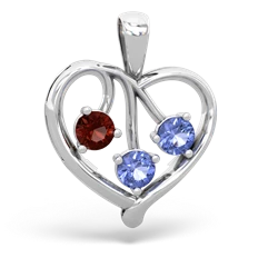 Garnet Glowing Heart 14K White Gold pendant P2233