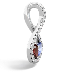 Garnet Pave Twist 'One Heart' 14K White Gold pendant P5360