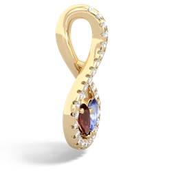 Garnet Pave Twist 'One Heart' 14K Yellow Gold pendant P5360