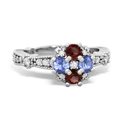 Garnet Sparkling Tiara Cluster 14K White Gold ring R26293RD