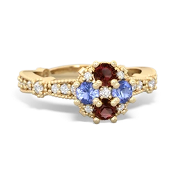 Garnet Sparkling Tiara Cluster 14K Yellow Gold ring R26293RD