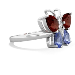 Garnet Butterfly 14K White Gold ring R2215