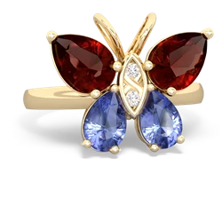 Garnet Butterfly 14K Yellow Gold ring R2215