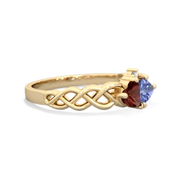 Garnet Heart To Heart Braid 14K Yellow Gold ring R5870