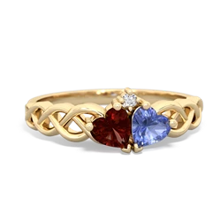 Garnet Heart To Heart Braid 14K Yellow Gold ring R5870