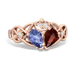 Garnet 'One Heart' Celtic Knot Claddagh 14K Rose Gold ring R5322