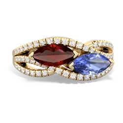 Garnet Diamond Rivers 14K Yellow Gold ring R3070