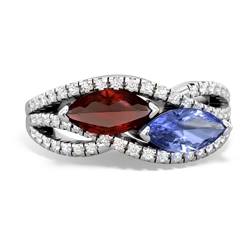 Garnet Diamond Rivers 14K White Gold ring R3070