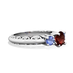 Garnet Art Deco Eternal Embrace Engagement 14K White Gold ring C2003