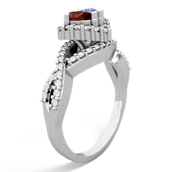 Garnet Diamond Twist 'One Heart' 14K White Gold ring R2640HRT