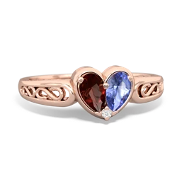 Garnet Filligree 'One Heart' 14K Rose Gold ring R5070