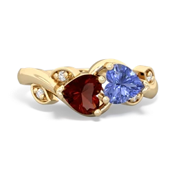 Garnet Floral Elegance 14K Yellow Gold ring R5790