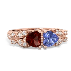 Garnet Diamond Butterflies 14K Rose Gold ring R5601