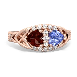 Garnet Sparkling Celtic Knot 14K Rose Gold ring R2645