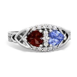 Garnet Sparkling Celtic Knot 14K White Gold ring R2645