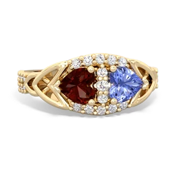 Garnet Sparkling Celtic Knot 14K Yellow Gold ring R2645