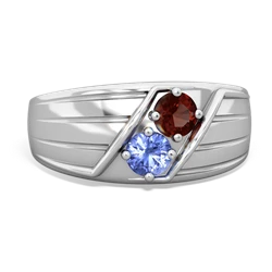 Garnet Men's Streamline 14K White Gold ring R0460