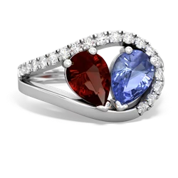 Garnet Nestled Heart Keepsake 14K White Gold ring R5650