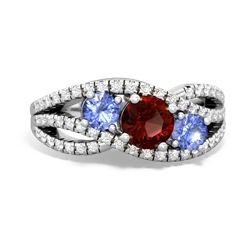 Garnet Three Stone Aurora 14K White Gold ring R3080