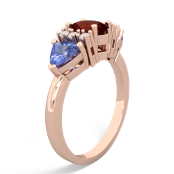 Garnet Antique Style Three Stone 14K Rose Gold ring R2186