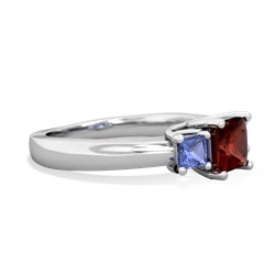 Garnet Three Stone Trellis 14K White Gold ring R4015