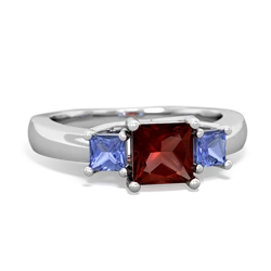 Garnet Three Stone Trellis 14K White Gold ring R4015