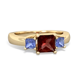 Garnet Three Stone Trellis 14K Yellow Gold ring R4015