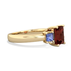 Garnet Three Stone Emerald-Cut Trellis 14K Yellow Gold ring R4021