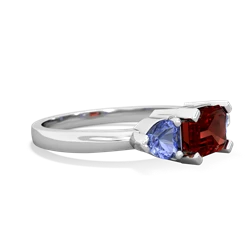 Garnet Three Stone 14K White Gold ring R5235