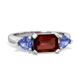 Garnet Three Stone 14K White Gold ring R5235