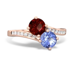 Garnet Channel Set Two Stone 14K Rose Gold ring R5303