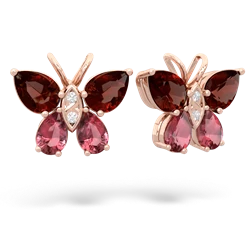 Garnet Butterfly 14K Rose Gold earrings E2215