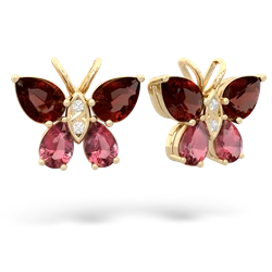 Garnet Butterfly 14K Yellow Gold earrings E2215