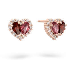 Garnet Halo 14K Rose Gold earrings E7008